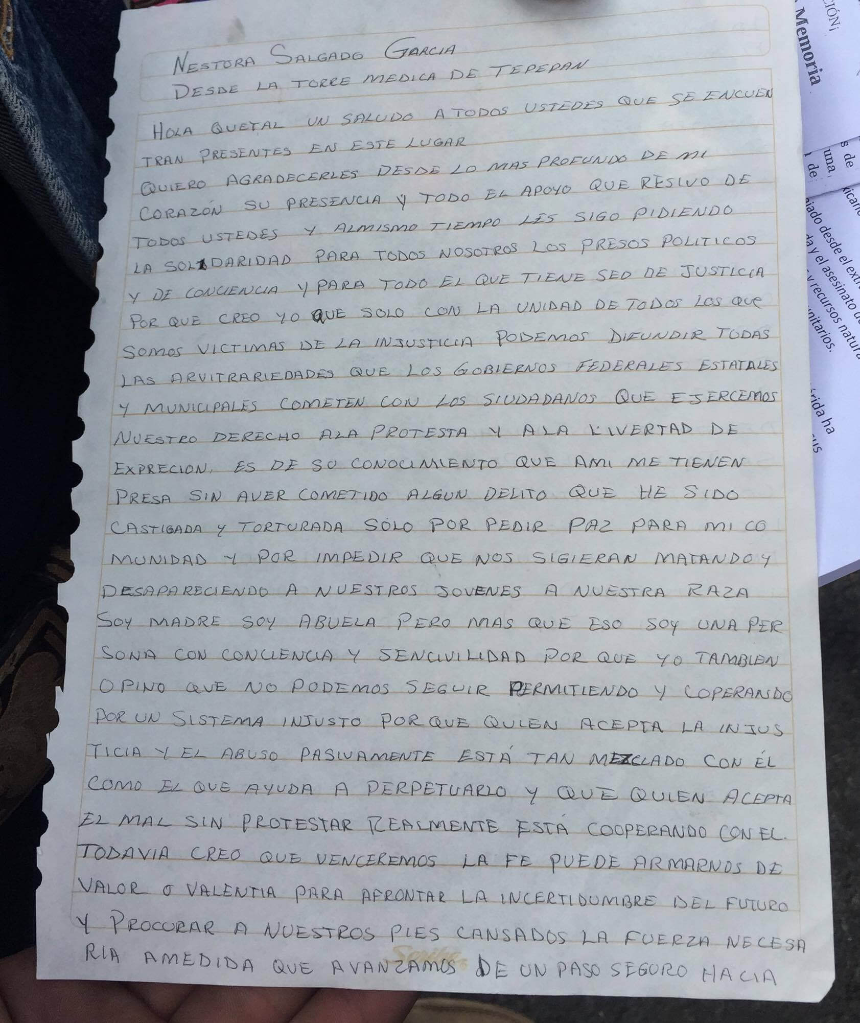 Carta de Nestora Salgado emitida hoy 10 de enero 2016-1